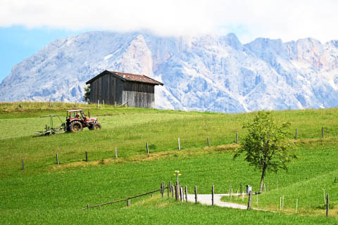 Bild von Landschaft mit Traktor - Agrareinkommen Marchfelder Bank